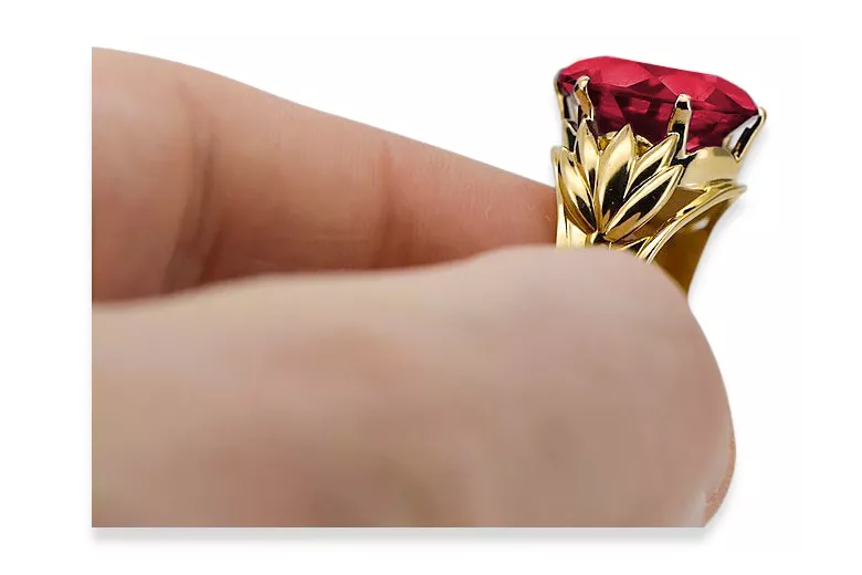 Ring Vintage craft Ruby 8K žluté zlato vrc029x-rb Art Deco